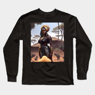 African Goddess: Cosmic Chic T-Shirt Long Sleeve T-Shirt